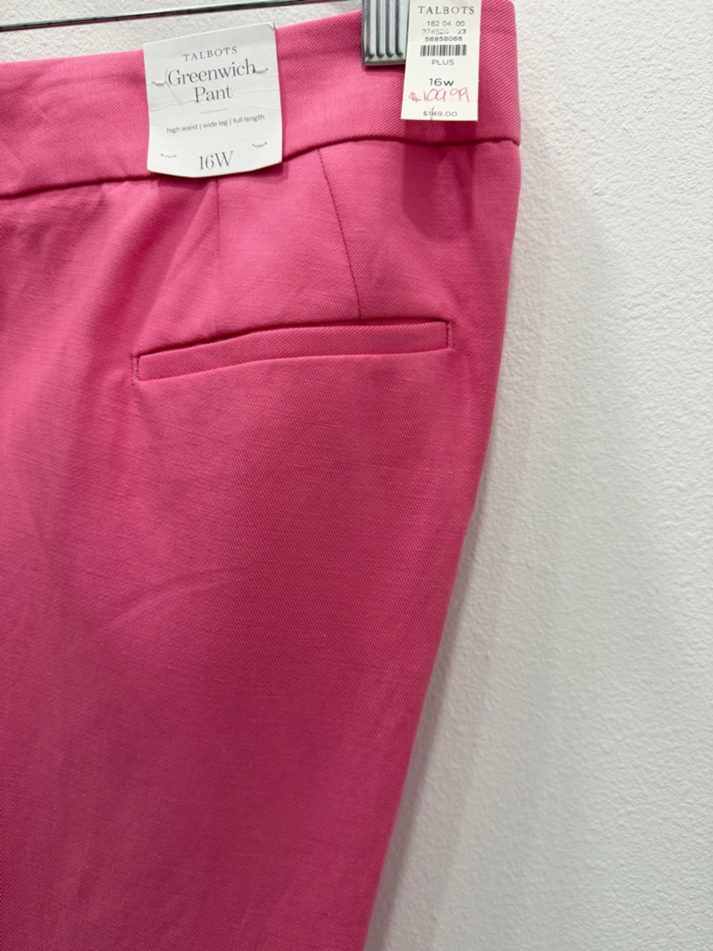 Talbots Greenwich Pant Plus 16W High Waist Wide Leg Full Length NWT Pink - Picture 7 of 14